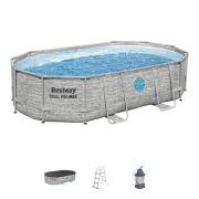 Montažni bazen Steel Pro MAX™ Splashview™ | 488 x 305 x 107 cm sa uzorkom kamena s filtarskom pješčanom pumpom