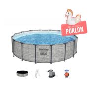 Montažni bazen Steel Pro MAX™ | 488 x 122 cm s kamenim uzorkom sa pumpom s kartonskim filterom