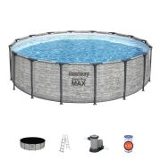 Montažni bazen Steel Pro MAX™ | 488 x 122 cm s kamenim uzorkom sa pumpom s kartonskim filterom