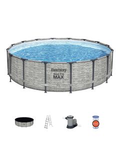 Montažni bazen Steel Pro MAX™ | 488 x 122 cm s kamenim uzorkom sa pumpom s kartonskim filterom