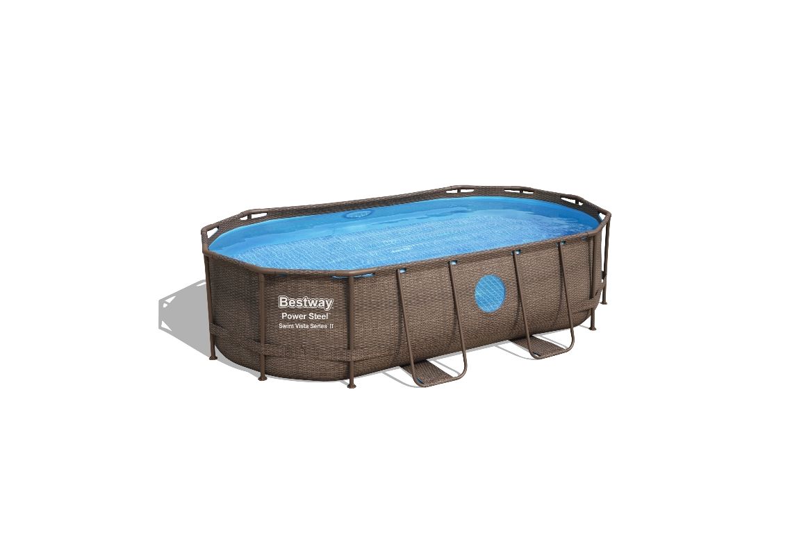 Bazen Power Steel™ Swim Vista™ Oval | 427 x 250 x 100 cm sa uzorkom ratana sa pumpom s kartonskim filterom