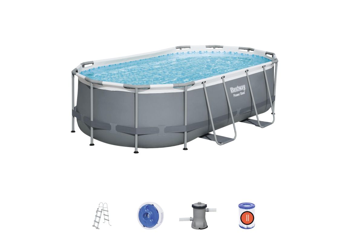 Montažni bazen Power Steel™ Oval | 427 x 250 x 100 cm sa pumpom s kartonskim filterom