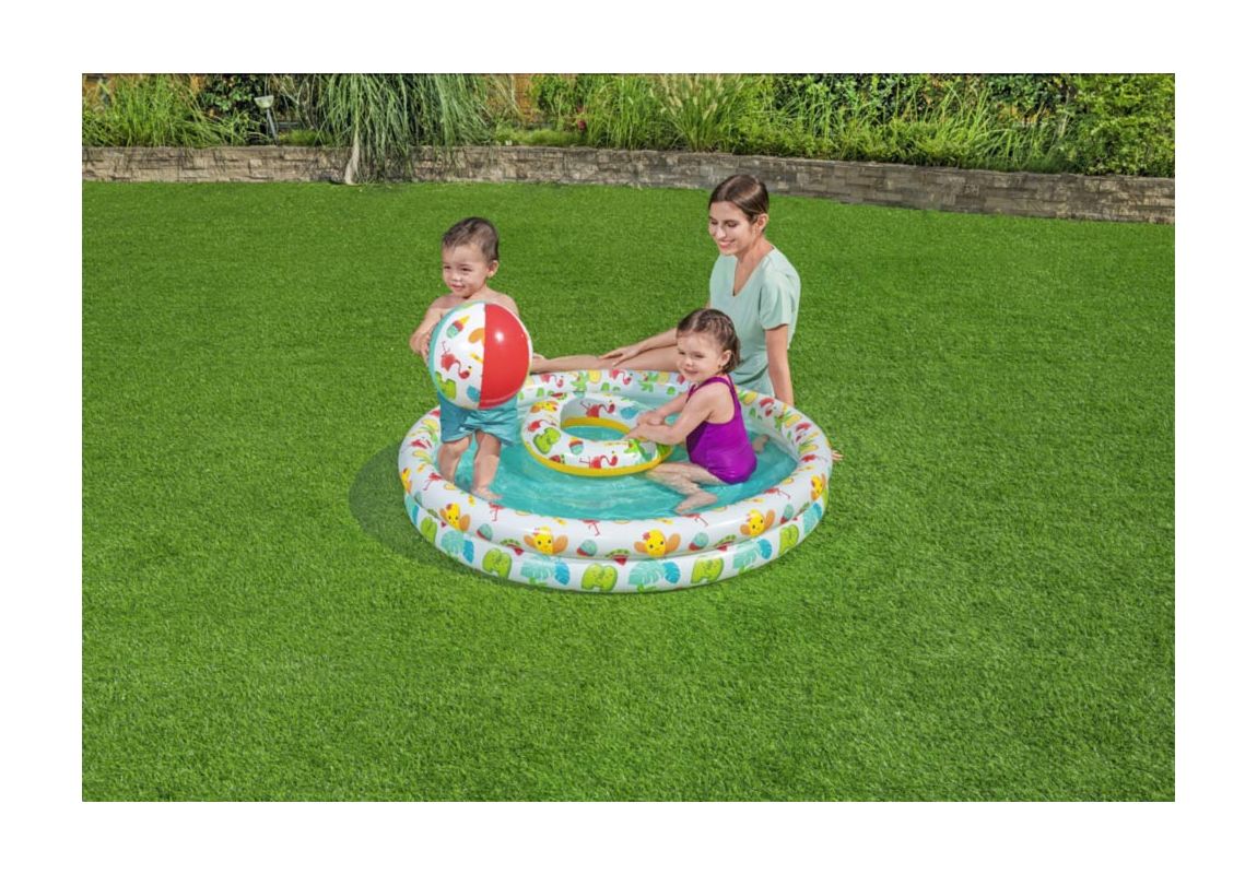 Dječji bazen s kolutom za plivanje i lopotom | 122 x 20 cm