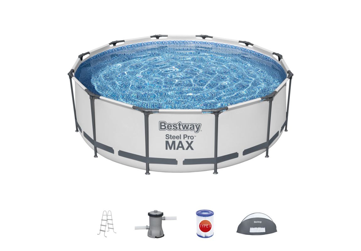 Montažni bazen Steel Pro MAX™ sa pumpom s kartonskim filterom i nadstrešnicom | 366 x 100 cm