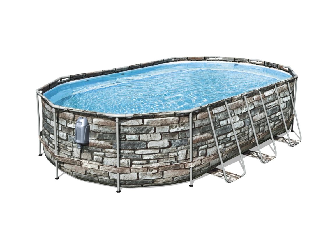 Montažni bazen Power Steel™ Comfort Jet™ | 610 x 366 x 122 cm bazen s uzorkom kamena sa pumpom s kartonskim filterom
