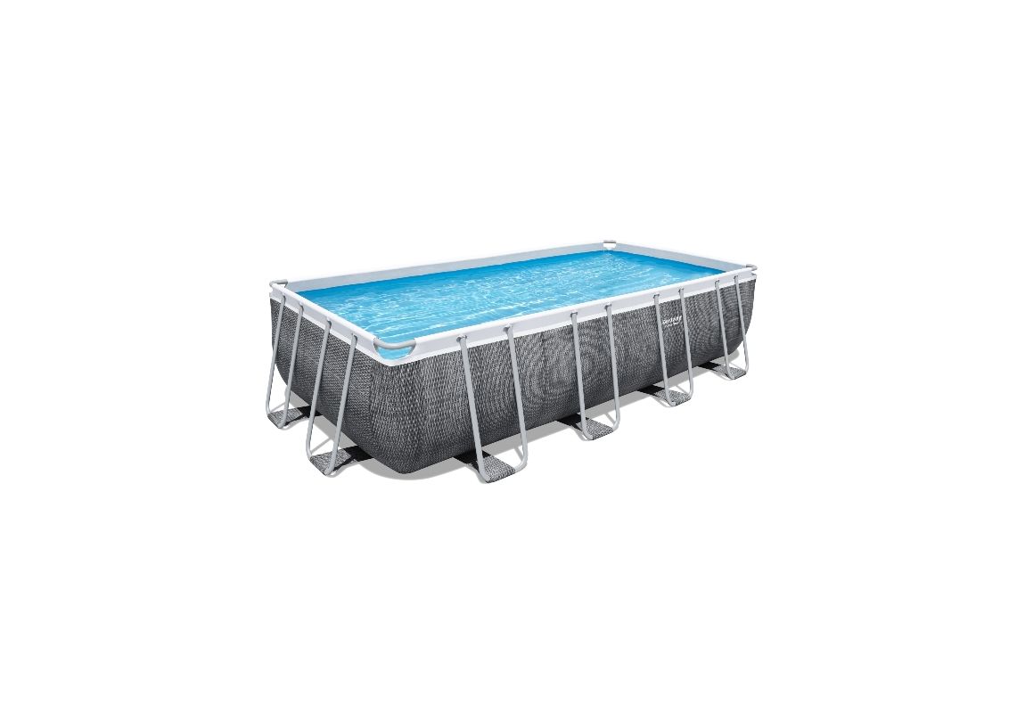 Montažni bazen Power Steel™ Rectangular | 549 x 274 x 122 cm s uzorkom sivog ratana sa pumpom s kartonskim filterom
