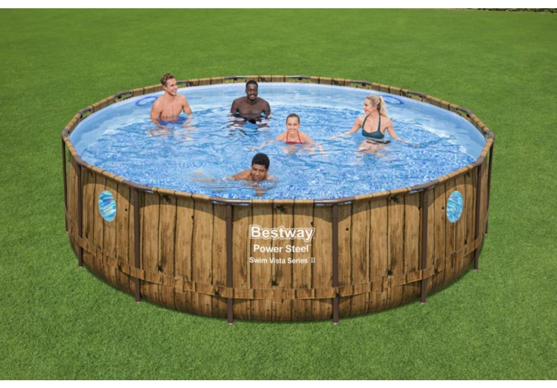 Montažni bazen Power Steel™ Swim Vista™ | 488 x 122 cm s uzorkom od drveta sa pumpom s kartonskim filterom
