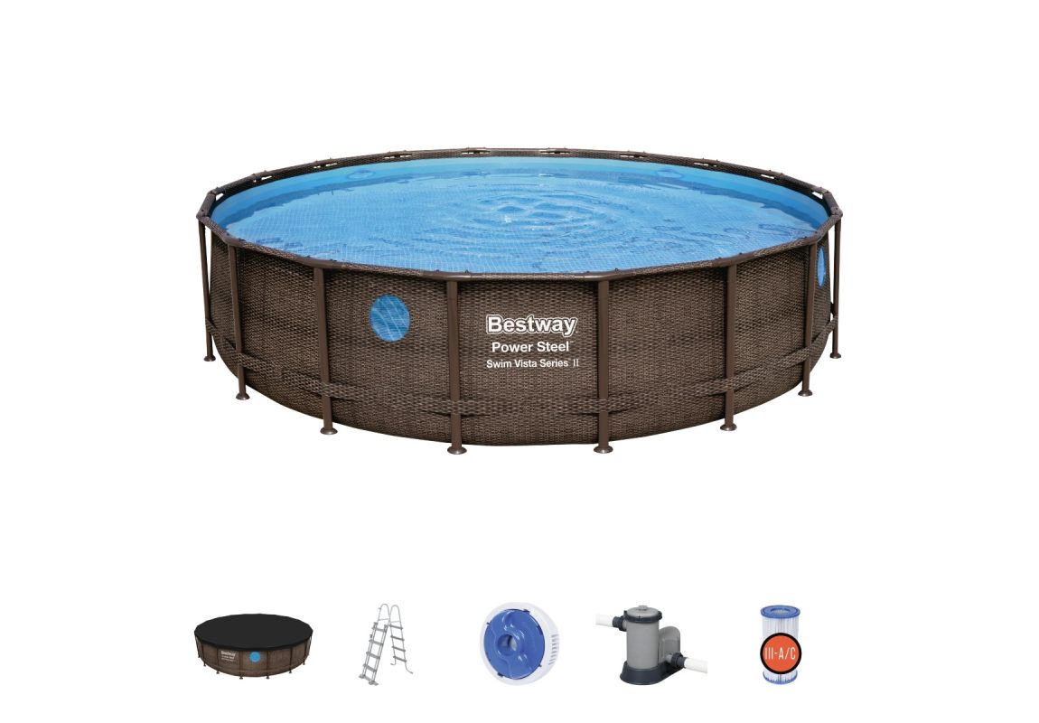 Montažni bazen Power Steel™ Swim Vista™ | 549 x 122 cm s uzorkom ratana sa pumpom s kartonskim filterom