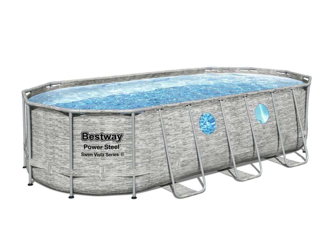 Montažni bazen Power Steel™ Swim Vista™ | 549 x 274 x 122 cm sa uzorkom kamena sa pumpom s kartonskim filterom