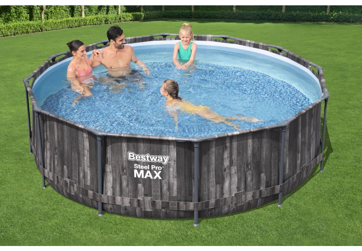 Montažni bazen Steel Pro MAX™ | 366 x 100 cm s uzorkom drveta sa pumpom s kartonskim filterom