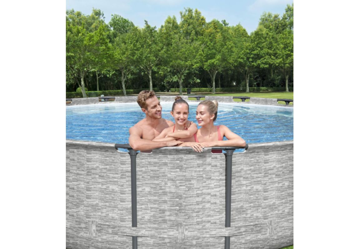 Montažni bazen Steel Pro MAX™ | 549 x 122 cm s kamenim uzorkom sa pumpom s kartonskim filterom