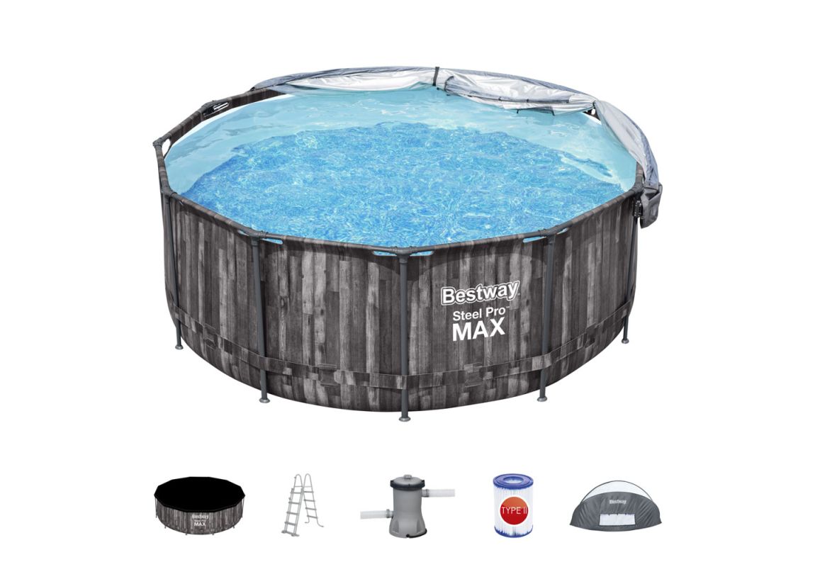 Montažni bazen Steel Pro MAX™ | 366x 122 cm sa pumpom s kartonskim filterom i nadstrešnicom 