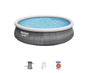 Bazen sa rubom na napuhavanje Fast Set™ sa pumpom | 457 x 107 cm s uzorkom sivog ratana
