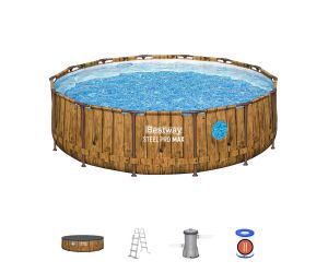 Montažni bazen Steel Pro MAX™ Splashview | 427 x 107 cm s uzorkom drveta sa pumpom s kartonskim filterom