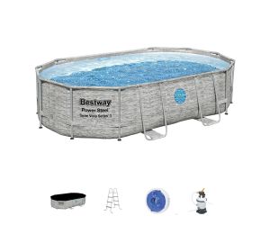 Montažni bazen Power Steel™ Swim Vista™ | 488 x 305 x 107 cm sa uzorkom kamena s filtarskom pješčanom pumpom