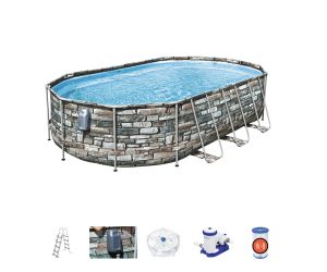 Montažni bazen Power Steel Comfort Jet Oval sa pumpom s kartonskim filterom | 610 x 366 x 122 cm