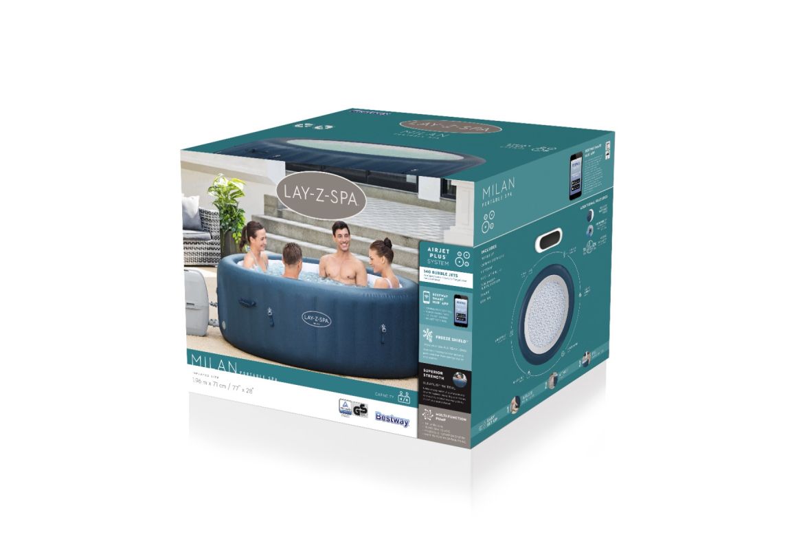 Masažni bazen (jacuzzi) Lay-Z-Spa Milan AirJet Plus | 196 x 71 cm