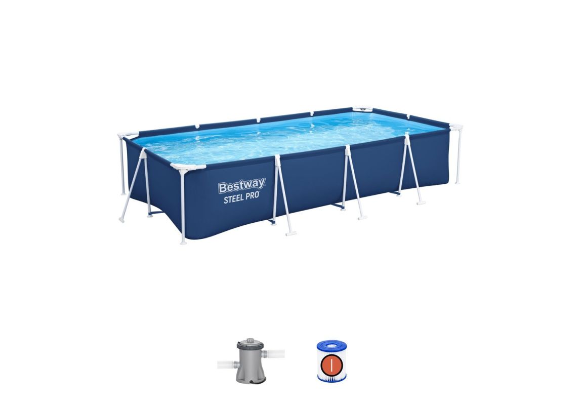 Montažni bazen Steel Pro | 400 x 211 x 81 cm sa pumpom s kartonskim filterom
