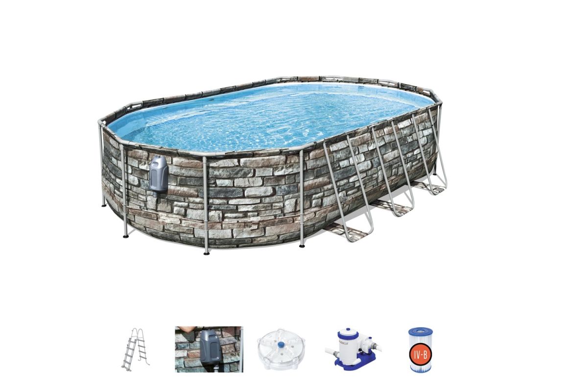 Montažni bazen Power Steel Comfort Jet Oval sa pumpom s kartonskim filterom | 610 x 366 x 122 cm
