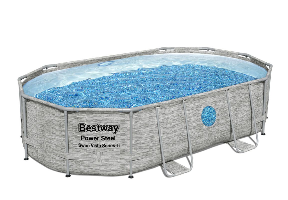 Montažni bazen Power Steel™ Swim Vista™ | 488 x 305 x 107 cm sa uzorkom kamena s filtarskom pješčanom pumpom