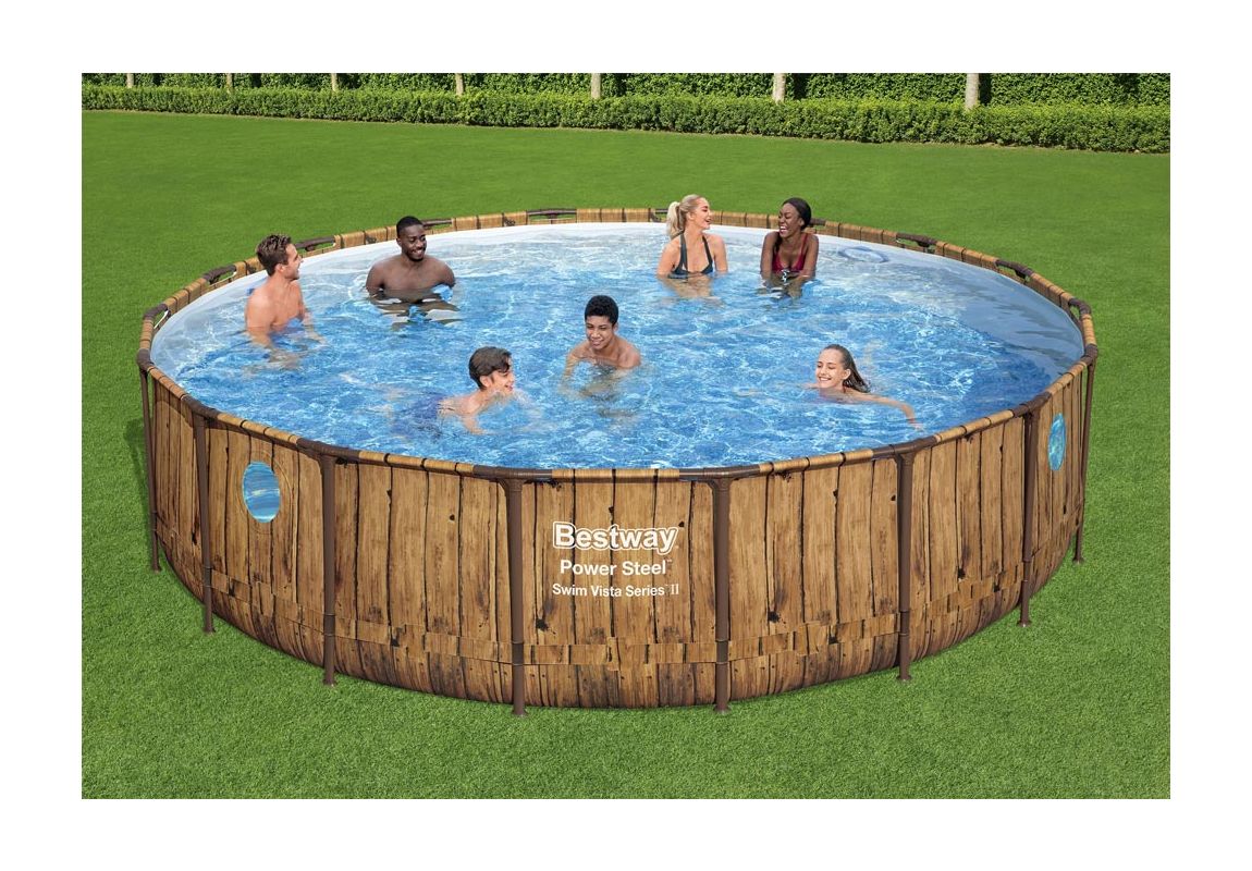 Montažni bazen Power Steel™ Swim Vista™ | 549 x 122 cm s uzorkom drveta sa pumpom s kartonskim filterom