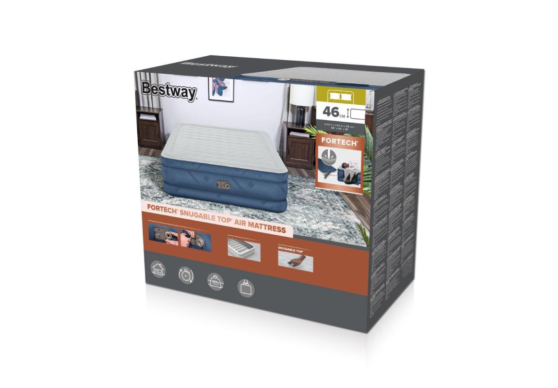 Krevet na napuhavanje Snugable Top Fortech™ Queen s ugrađenom električnom pumpom | 203 x 152 x 46 cm