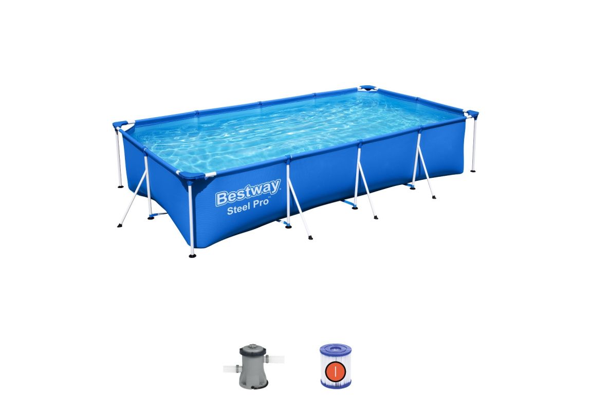 Montažni bazen Steel Pro | 400 x 211 x 81 cm sa pumpom s kartonskim filterom