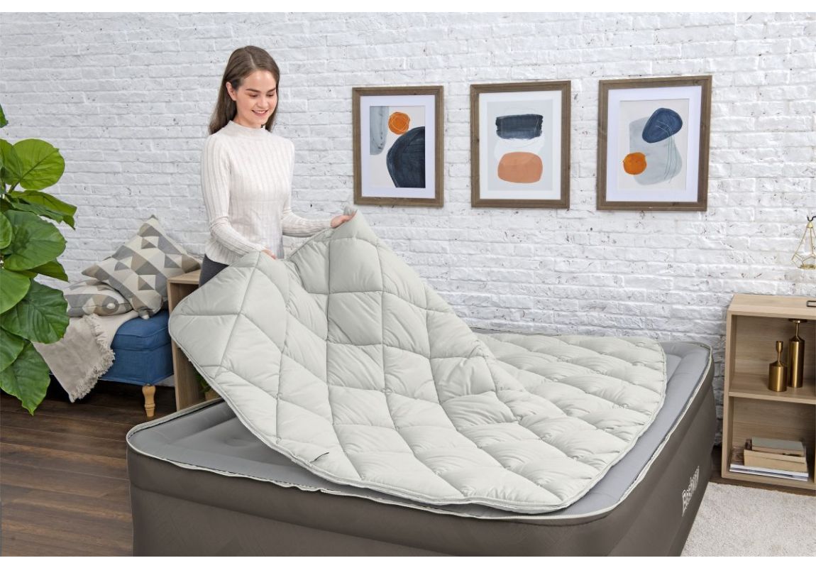 Krevet na napuhavanje Queen Fortech™ s gornjom navlakom i ugrađenom AC pumpom | 203 x 152 x 51cm 