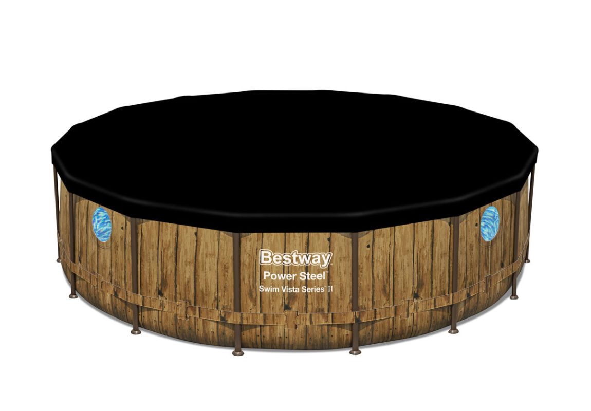 Montažni bazen Power Steel™ Swim Vista™ | 488 x 122 cm s uzorkom drveta sa pumpom s kartonskim filterom