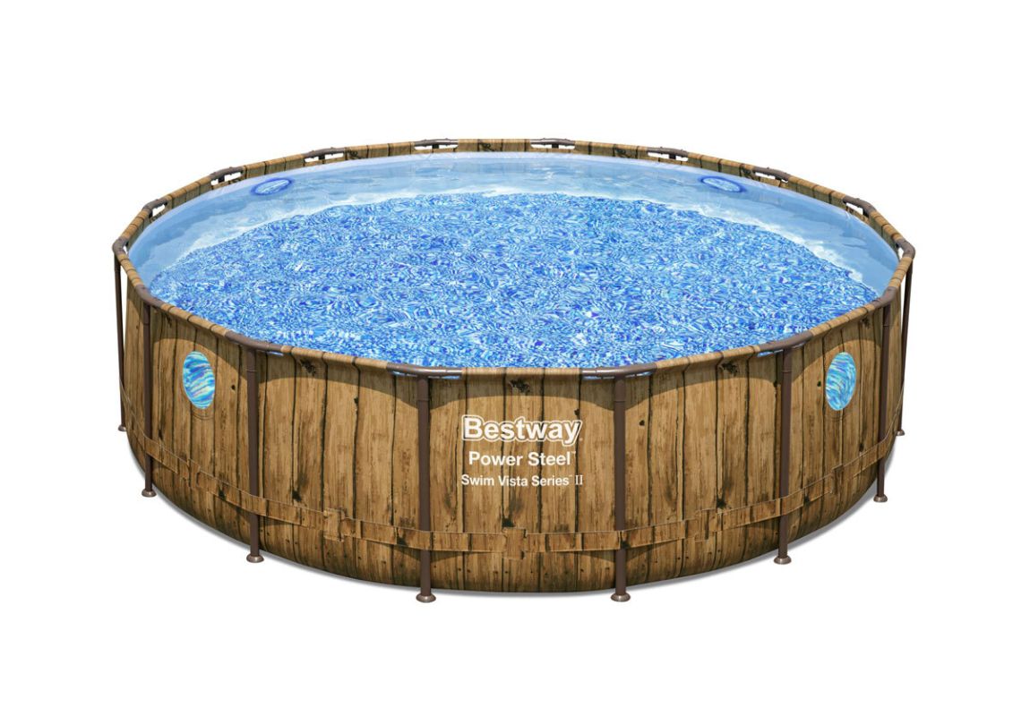 Montažni bazen Power Steel™ Swim Vista™ | 488 x 122 cm s uzorkom drveta sa pumpom s kartonskim filterom