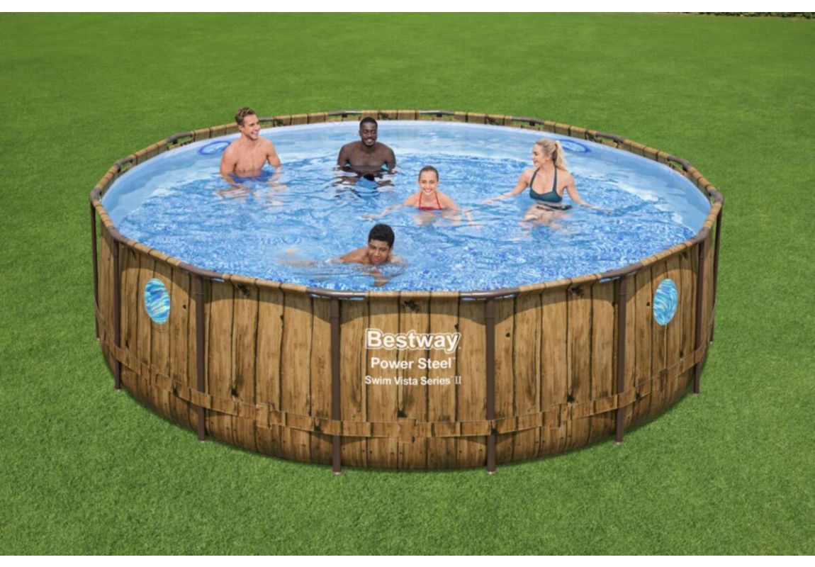 Montažni bazen Power Steel™ Swim Vista™ | 488 x 122 cm s uzorkom drveta sa pumpom s kartonskim filterom
