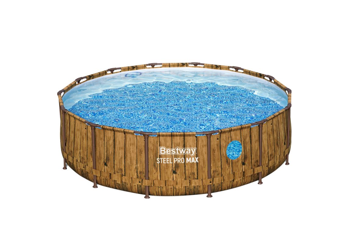Montažni bazen Steel Pro MAX™ Splashview | 427 x 107 cm s uzorkom drveta sa pumpom s kartonskim filterom