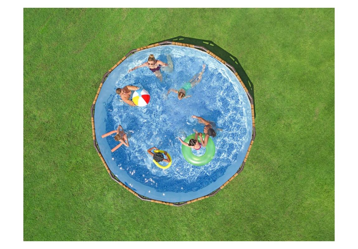 Montažni bazen Steel Pro MAX™ Splashview | 427 x 107 cm s uzorkom drveta sa pumpom s kartonskim filterom