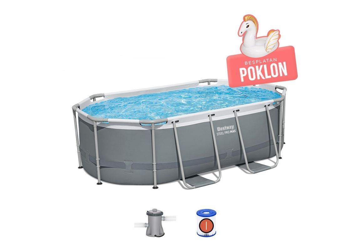 Bazen Steel Pro MAX | 305 x 200 x 84 cm sa pumpom s kartonskim filterom