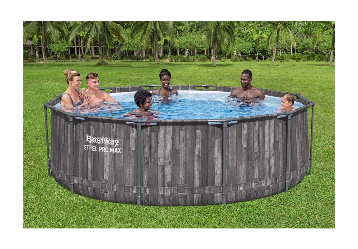 Montažni bazen Steel Pro MAX™ | 366 x 100 cm s uzorkom drveta sa pumpom s kartonskim filterom