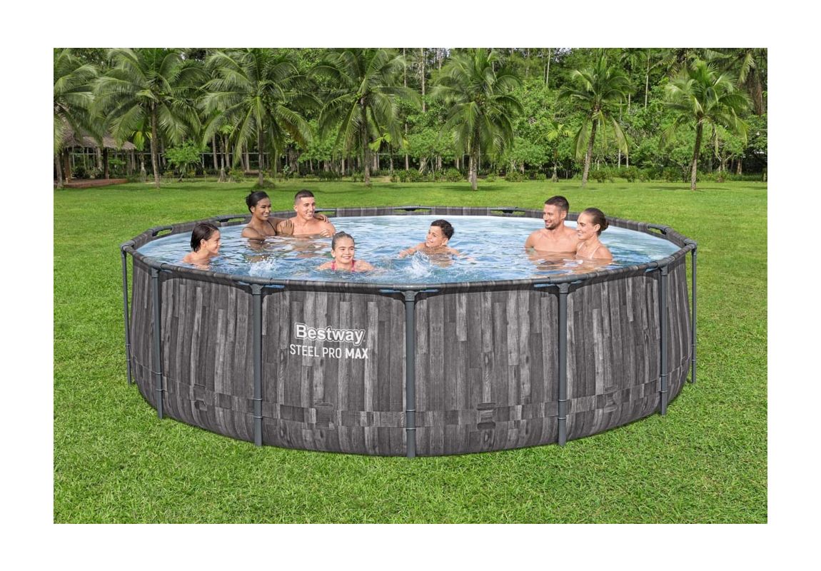 Montažni bazen Steel Pro MAX™ | 427 x 107 cm s uzorkom drveta sa pumpom s kartonskim filterom