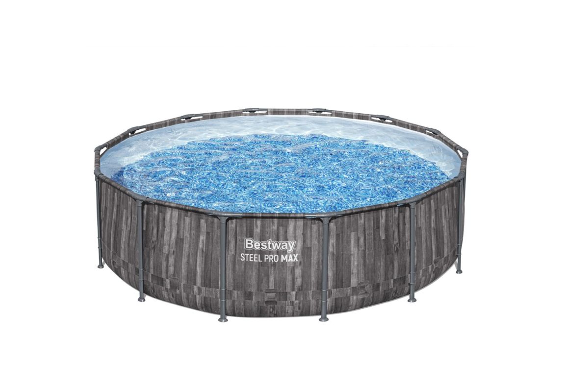Montažni bazen Steel Pro MAX™ | 427 x 107 cm s uzorkom drveta sa pumpom s kartonskim filterom