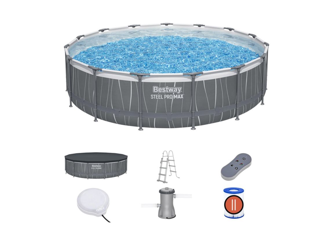 Montažni bazen Steel Pro™ MAX | 457 x 107 cm set sa pumpom s kartonskim filterom i LED svjetlom