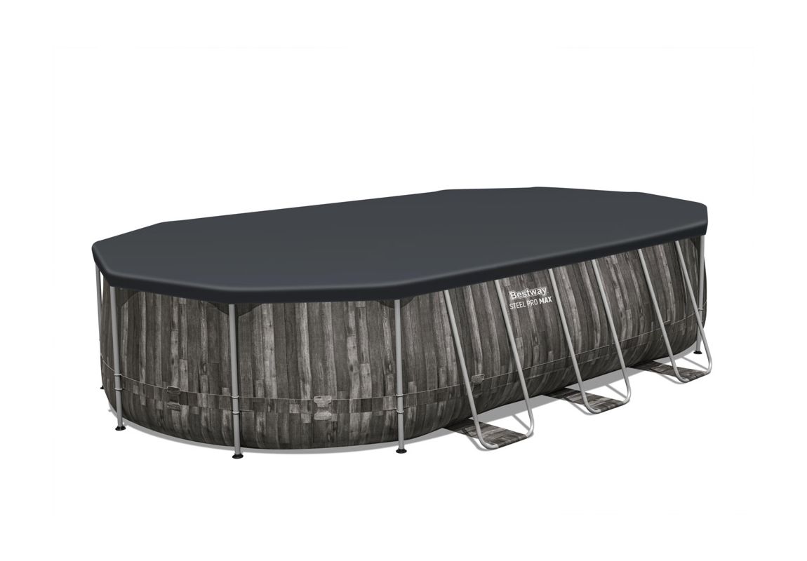 Montažni bazen Steel Pro MAX | 610 x 366 x 122 cm s uzorkom drveta sa pumpom s kartonskim filterom