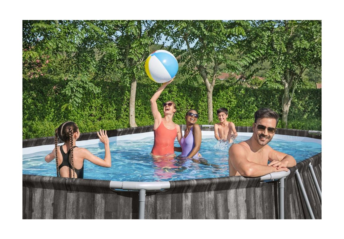 Montažni bazen Steel Pro MAX | 610 x 366 x 122 cm s uzorkom drveta sa pumpom s kartonskim filterom