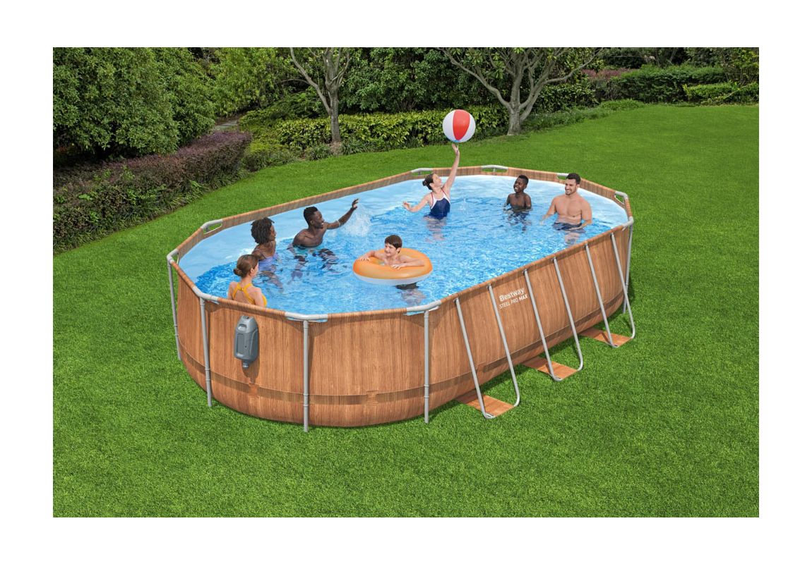 Montažni bazen Steel Pro Max | 610 x 366 x 122 cm bazen s uzorkom drveta sa pumpom s kartonskim filterom