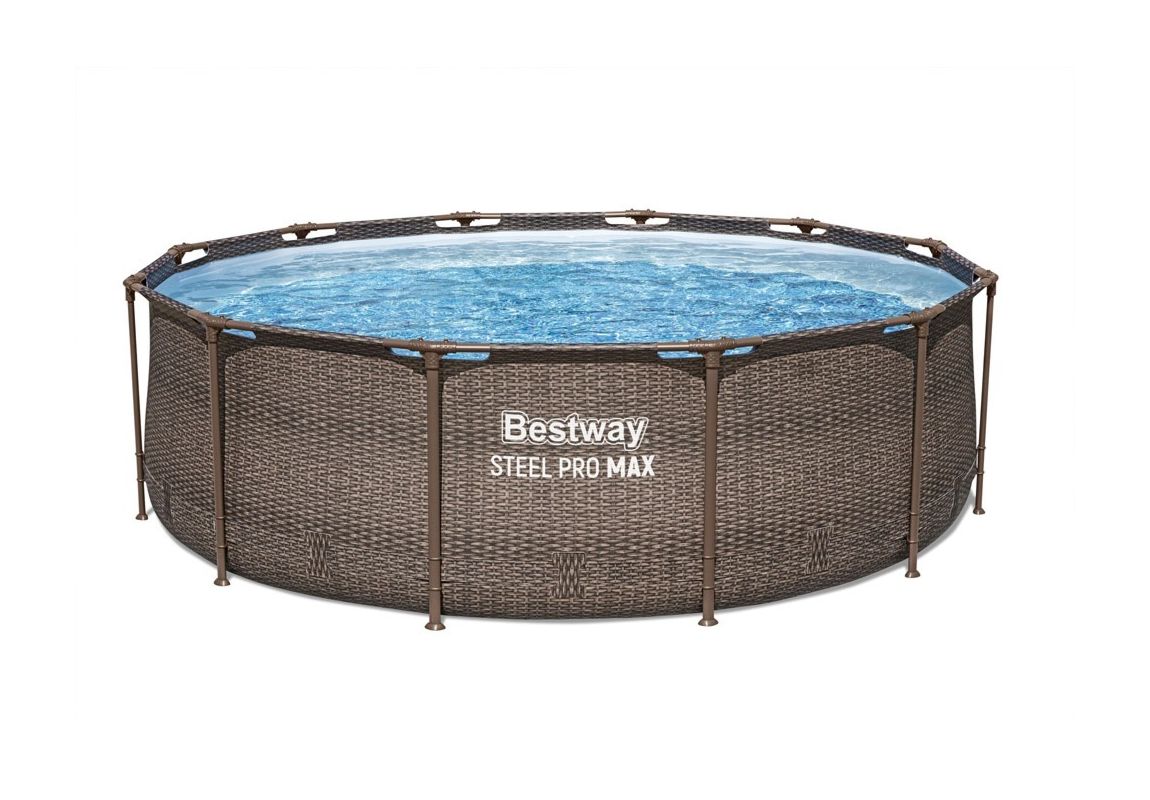 Montažni bazen Steel Pro MAX™ | 366 x 100 cm s uzorkom ratana sa pumpom s kartonskim filterom