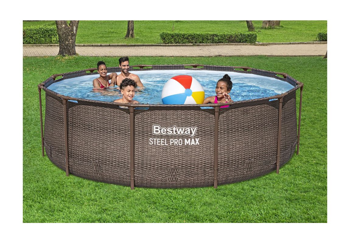 Montažni bazen Steel Pro MAX™ | 366 x 100 cm s uzorkom ratana sa pumpom s kartonskim filterom