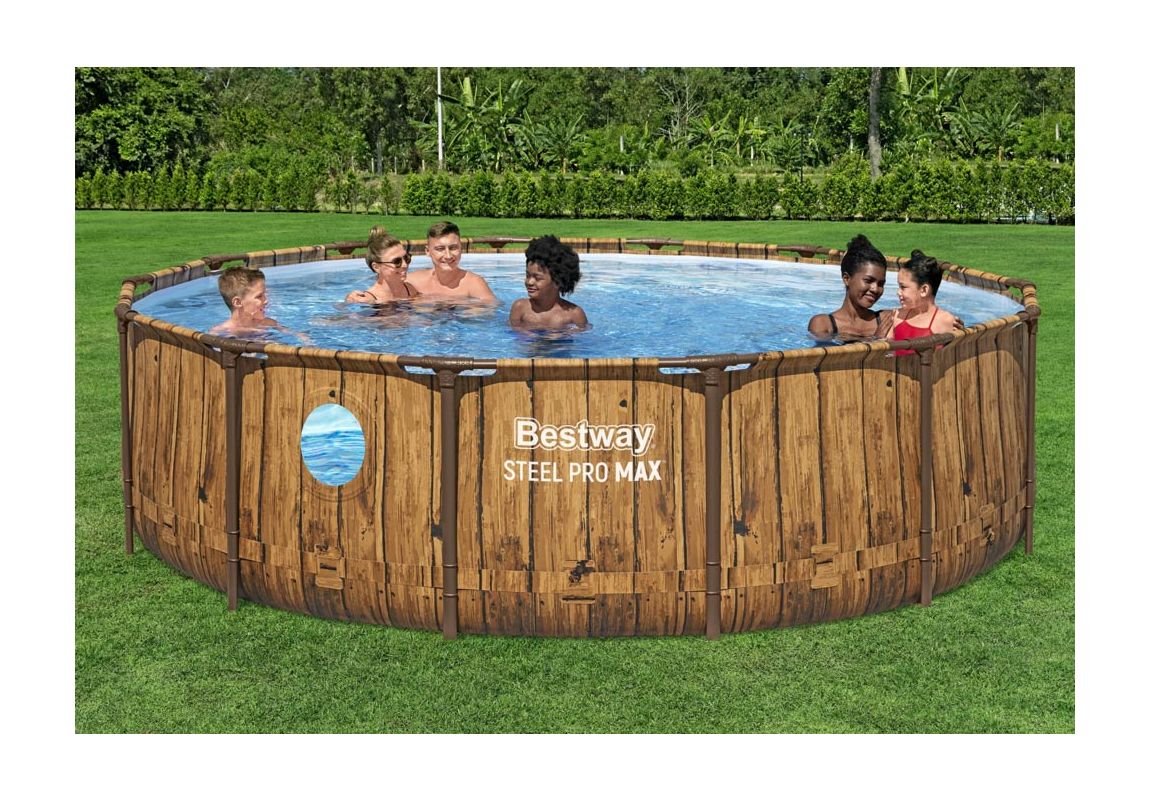 Montažni bazen Steel Pro MAX™ Splashview | 427 x 107 cm s uzorkom drveta sa pumpom s kartonskim filterom