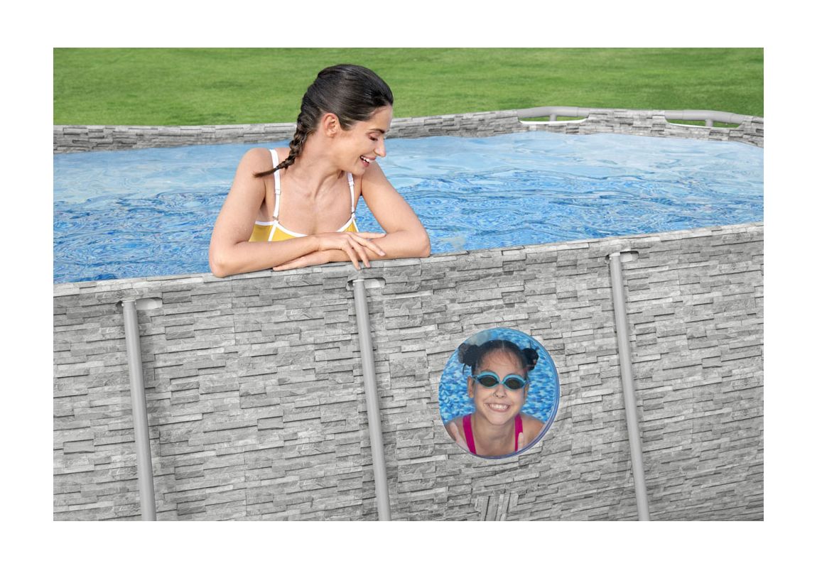 Bazen Steel Pro MAX™ Splashview™ | 427 x 250 x 100 cm sa uzorkom kamena sa pumpom s kartonskim filterom