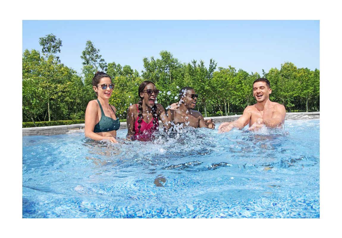 Montažni bazen Steel Pro MAX™ Splashview™ | 488 x 305 x 107 cm sa uzorkom kamena s filtarskom pješčanom pumpom