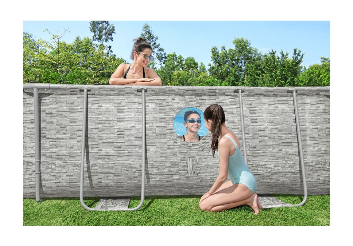 Montažni bazen Steel Pro MAX™ Splashview™ | 488 x 305 x 107 cm sa uzorkom kamena s filtarskom pješčanom pumpom