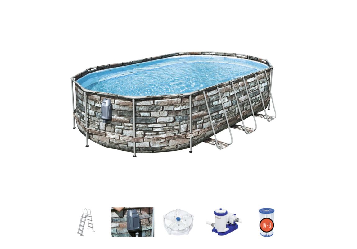 Montažni bazen Power Steel Comfort Jet Oval sa pumpom s kartonskim filterom | 610 x 366 x 122 cm