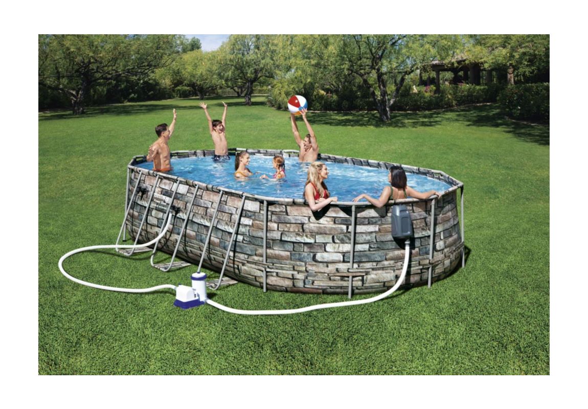 Montažni bazen Power Steel Comfort Jet Oval sa pumpom s kartonskim filterom | 610 x 366 x 122 cm