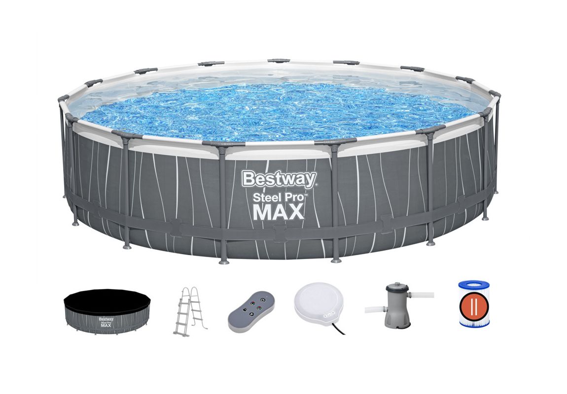 Bazen Steel Pro™ MAX | 457 x 107 cm set sa pumpom s kartonskim filterom i LED svjetlom